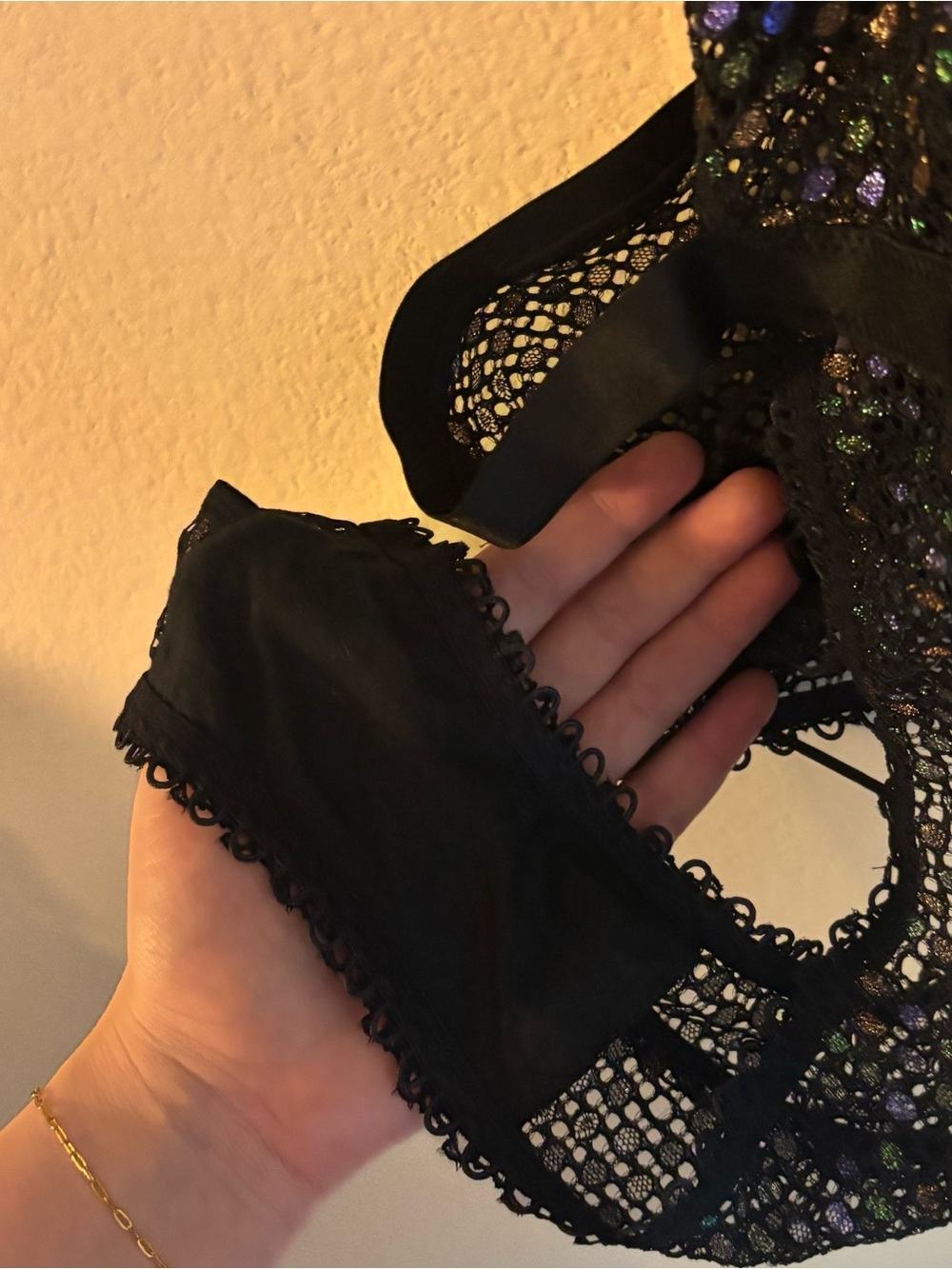 NWT Savage X Fenty Rihanna Black Metallic Lace-Up Teddy Large - Picture 12 of 12